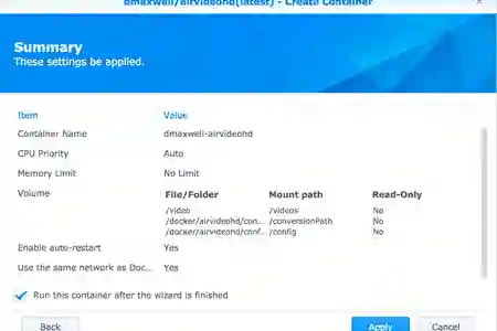 Photo - Create the airvideohd container